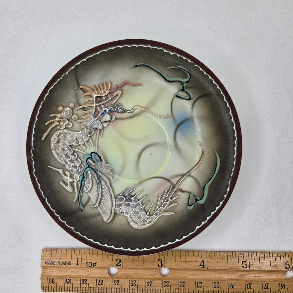 Vtg Moriyama Dragonware Made in Occupied Japan Dragon Moriage Gray  5.5" 1920's